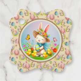 Schattigee paashaas en Happy Spring Flowers Vakant Bedankjes Labels