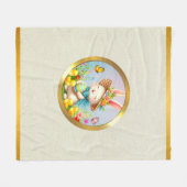 Schattigee paashaas en Happy Spring Flowers Vakant Fleece Deken (Voorkant (Horizontaal))