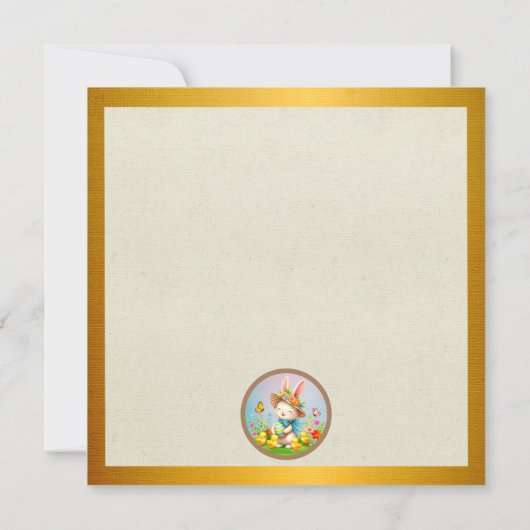 Schattigee paashaas en Happy Spring Flowers Vakant Kaart (Achterkant)