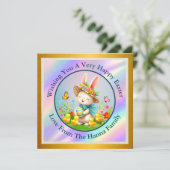 Schattigee paashaas en Happy Spring Flowers Vakant Kaart (Staand voorkant)