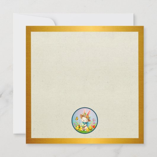 Schattigee paashaas en Happy Spring Flowers Vakant Kaart (Achterkant)