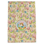 Schattigee paashaas en Happy Spring Flowers Vakant Medium Cadeauzakje (Achterkant)