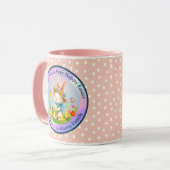 Schattigee paashaas en Happy Spring Flowers Vakant Mok (Voorkant links)