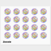 Schattigee paashaas en Happy Spring Flowers Vakant Ronde Sticker (Vel)