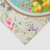 Schattigee paashaas en Happy Spring Flowers Vakant Tissuepapier (Detail)