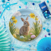 Schattigee paashaas en narcis papieren bordje (Feest)