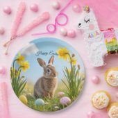 Schattigee paashaas en narcis papieren bordje (Feest)