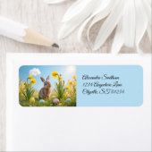 Schattigee paashaas en narcissen etiket (Insitu)