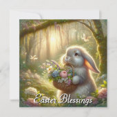 Schattigee Paashaas Flower Basket Feestdagenkaart (Voorkant)