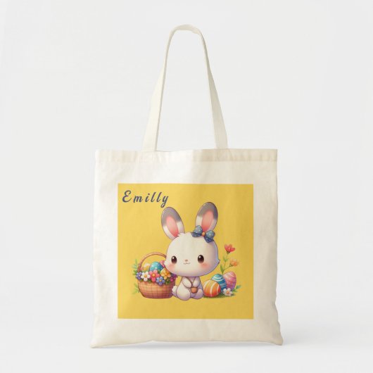 Schattigee paashaas gepersonaliseerd tote bag (Voorkant)