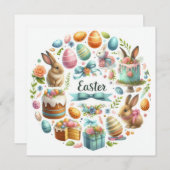 Schattigee paashaas illustratie feestdagenkaart (Voorkant / Achterkant)