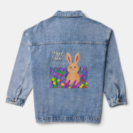 Schattigee paashaas in de bloemetjes denim jacket