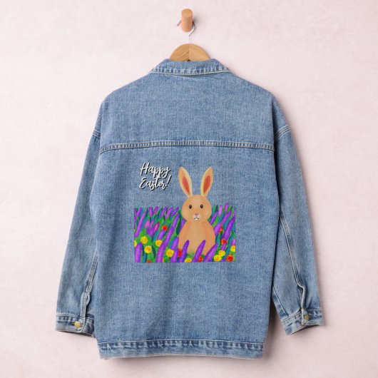 Schattigee paashaas in de bloemetjes denim jacket (Hangar)