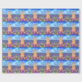 Schattigee paashaas in de bloemetjes gepersonalise cadeaupapier (Vlak)