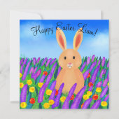 Schattigee paashaas in de bloemetjes kaart (Voorkant)