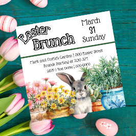 Schattigee paashaas in de tuin paasbrunch kaart