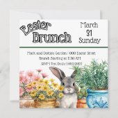 Schattigee paashaas in de tuin paasbrunch kaart (Voorkant)