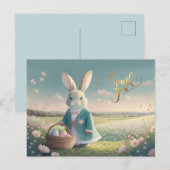 Schattigee paashaas in een klein blauw jasje briefkaart (Voorkant / Achterkant)