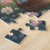 Schattigee paashaas in een klein blauw jasje legpuzzel (Zijkant)