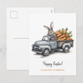 Schattigee paashaas in rustieke  truck feestdagenkaart (Voorkant / Achterkant)