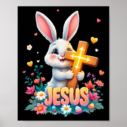 Schattigee paashaas Jesus Faith Cross Christelijk Poster (Voorkant)