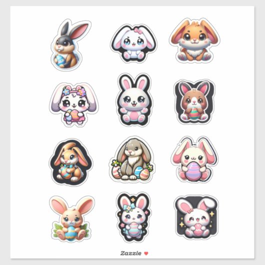 Schattigee paashaas Kawaii Sticker (Vel)