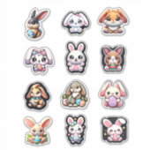 Schattigee paashaas Kawaii Sticker (Voorkant)