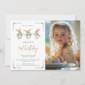 Schattigee Paashaas Kind Verjaardagsfeest Foto Kaart (Voorkant)