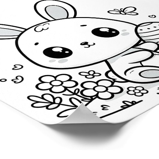 Schattigee Paashaas Kleurplaten Printable Poster (Hoek)