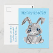 Schattigee paashaas kleuterschool leraar blauw jon briefkaart (Voorkant / Achterkant)