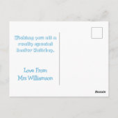 Schattigee paashaas kleuterschool leraar blauw jon briefkaart (Achterkant)