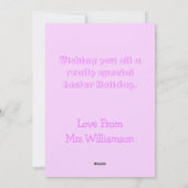 Schattigee paashaas kleuterschool leraar roze paas feestdagenkaart (Achterkant)