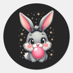 Schattigee paashaas konijn bubbel kauwgom ronde sticker