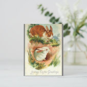 Schattigee  paashaas konijnen briefkaart (Staand voorkant)
