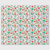 Schattigee Paashaas & Lentevloer Cadeaupapier (Vlak)