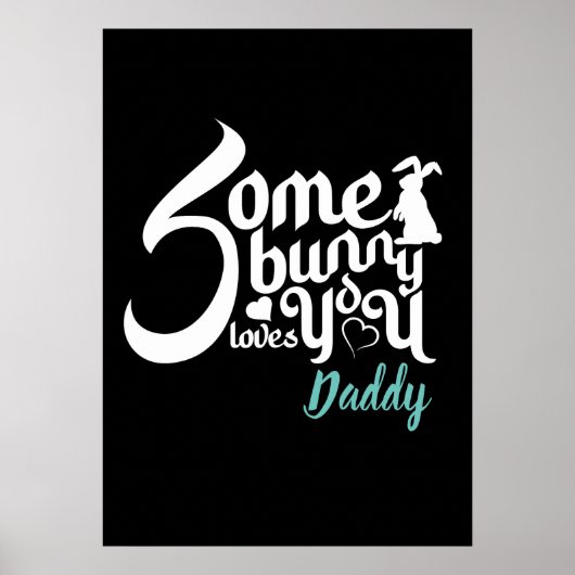 Schattigee paashaas liefde zwart wit moderne typo poster (Voorkant)