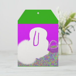 Schattigee paashaas met bloemen feestdagenkaart