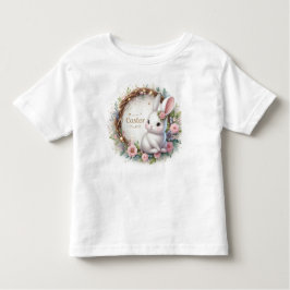Schattigee paashaas met bloemenkrans kinder shirts