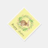 Schattigee paashaas met bloemenkrans servetten (Hoek)