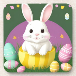 Schattigee paashaas met decoratieve eieren bier onderzetter