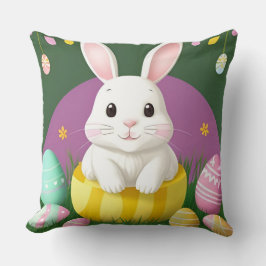 Schattigee paashaas met decoratieve eieren kussen