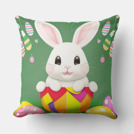 Schattigee paashaas met decoratieve eieren kussen