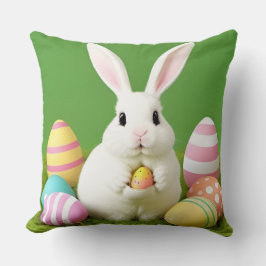 Schattigee paashaas met decoratieve eieren kussen