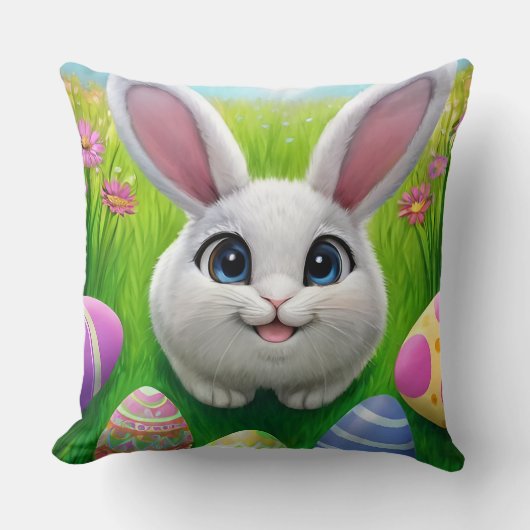 Schattigee paashaas met decoratieve eieren kussen (Voorkant)