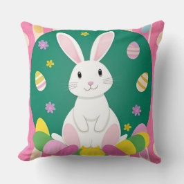 Schattigee paashaas met decoratieve eieren kussen