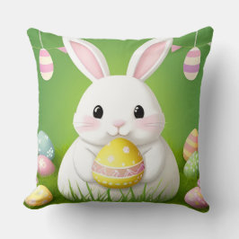 Schattigee paashaas met decoratieve eieren kussen