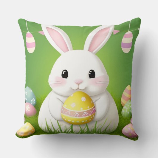 Schattigee paashaas met decoratieve eieren kussen (Voorkant)