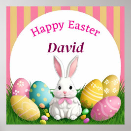 Schattigee paashaas met decoratieve eieren poster