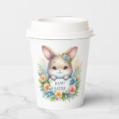 Schattigee paashaas met een paasbord papieren bekers (Achterkant)