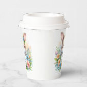 Schattigee paashaas met een paasbord papieren bekers (Rechts)